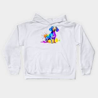 Colorful Dachshund Splatter Art - Playful Canine Delight Kids Hoodie